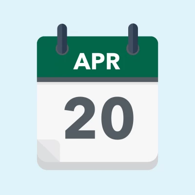 Calendar icon showing 20th April