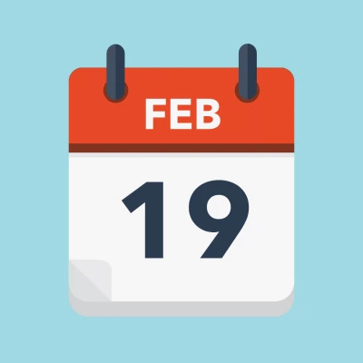 Calendar icon showing 19th February